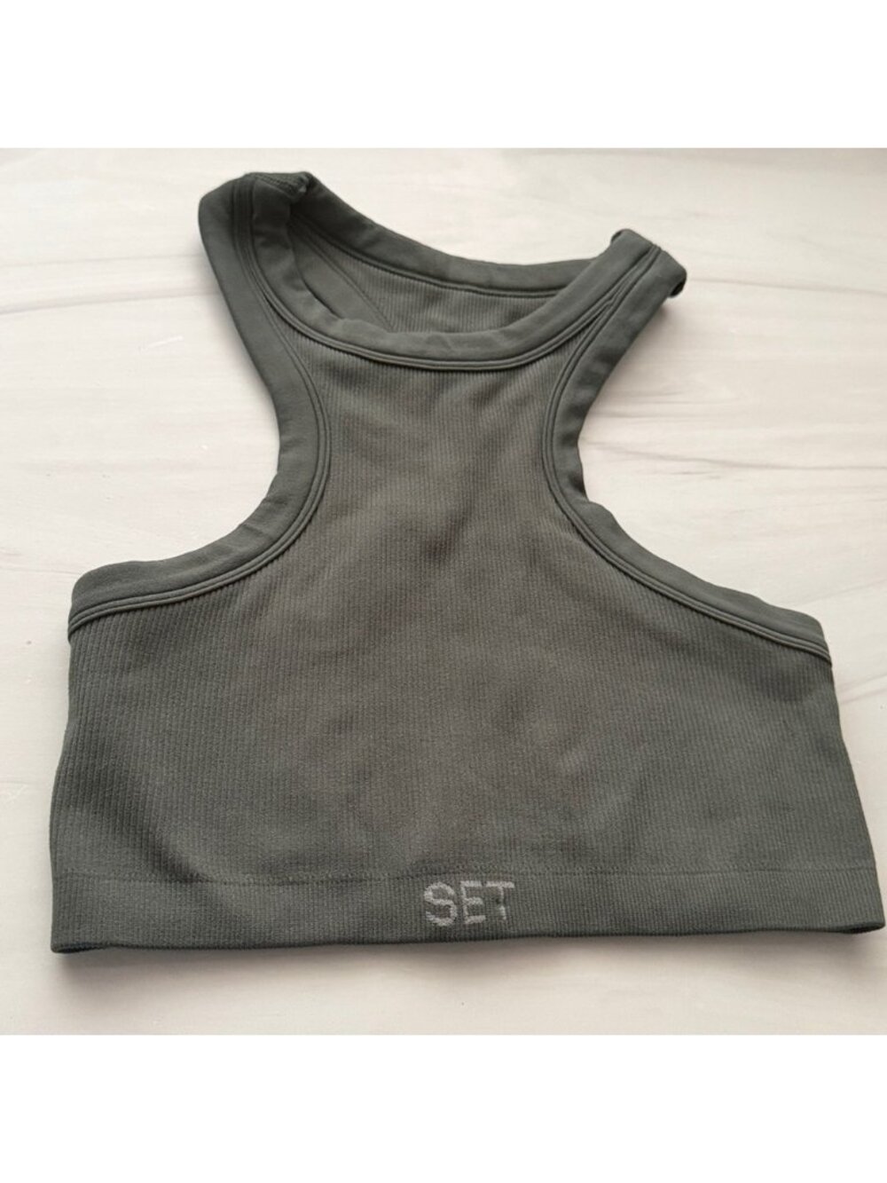 SET Active Women's Green High Neck Ribbed Sports Bra Size Small - Picture 3 of 5